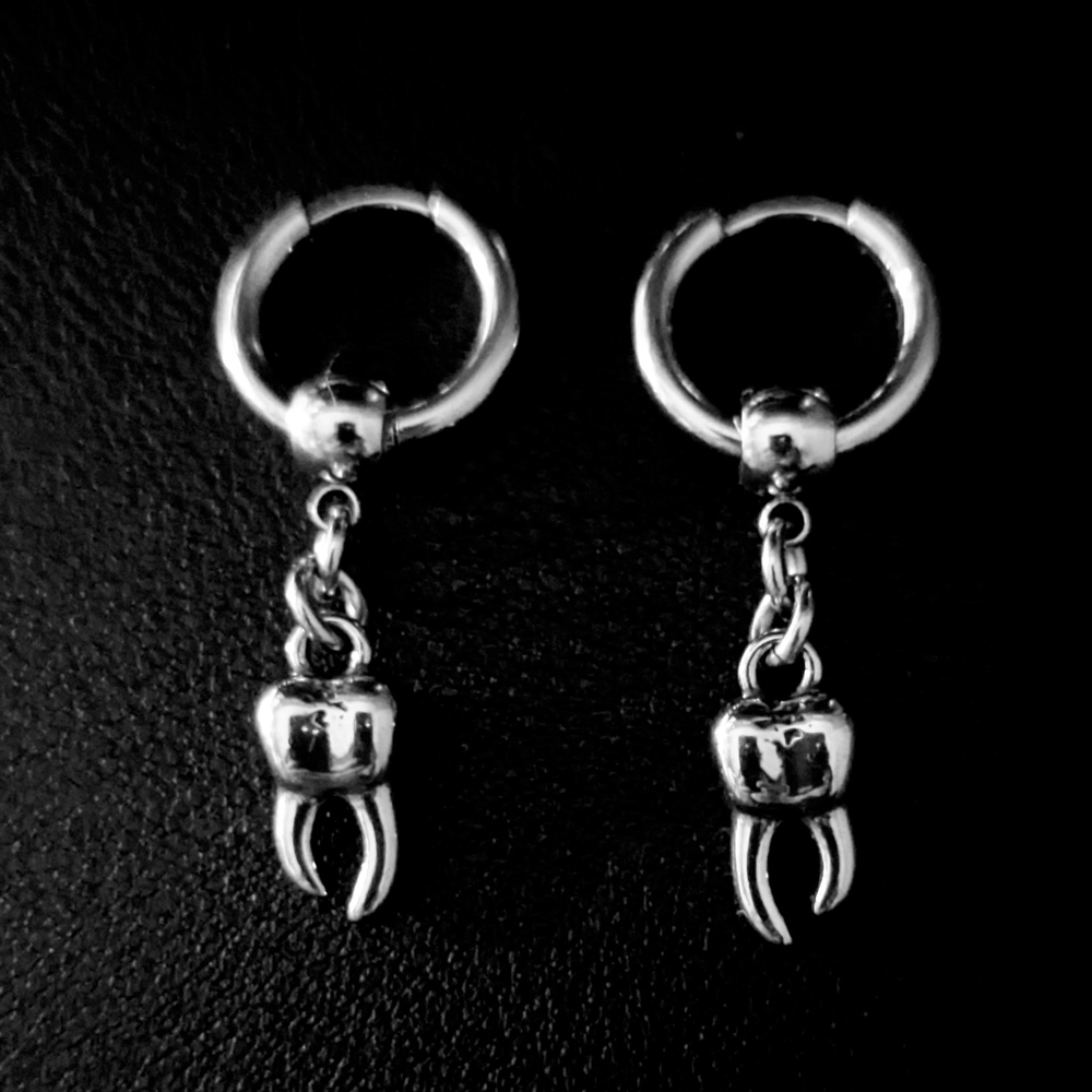 Cursed Tooth All Stainless Steel Hoop Earrings